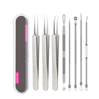 Kit d'outils d'extraction de comédons en acier inoxydable avec pinces à cellules fines et extracteurs d'acné pour le traitement de l'acné, le nettoyage des pores et l'élimination des points noirs sur le nez et le visage en salon