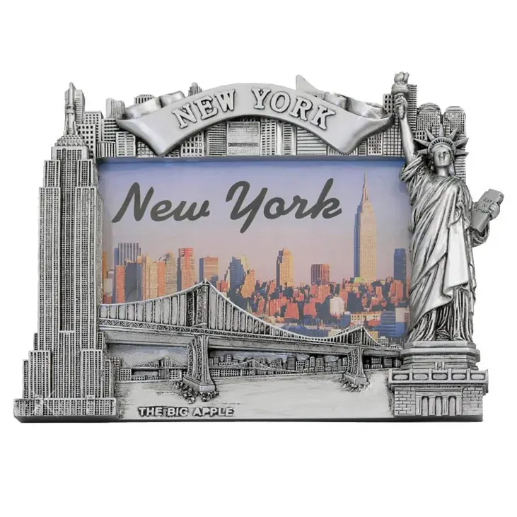 Benutzer definierte Zink legierung Bilderrahmen New York Dubai Berlin Miami Country Tourist Antik Silber Souvenir Foto rahmen Metall