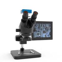 Microscope trinoculaire complet, microscope binoculaire avec caméra et moniteur pour l'inspection industrielle en laboratoire, la réparation