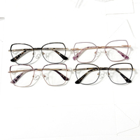 Monture optique fine en métal œil de chat pour femme, branches en acétate multicolores, anti-lumière bleue, lunettes de vue pour myopie