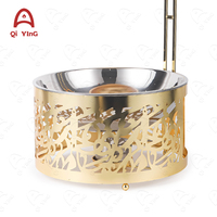 NOUVEAU Chauffe-plat QY 8L en acier inoxydable 201 doré avec chauffe-alcool et contrôle de température 60-80°C pour traiteur, buffet, fête, mariage