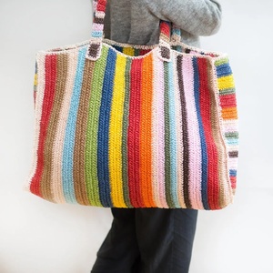 Bolso de Mano <span class=keywords><strong>Vintage</strong></span> para Mujer, Bolso de Hombro Elegante con Rayas Coloridas, Bolso de Papel Trenzado para el Día a Día - Product Image 3