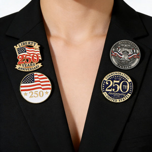 Épinglette commémorative du 250e anniversaire des États-Unis 2026 |   Badge en alliage écologique avec émail goutte d'huile |   Cadeau de fête du 4 juillet - Product Image 1