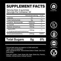 Gomitas de Creatina Monohidrato, Gomitas Pre-Entrenamiento con BCAA, Suplemento para Aumentar de Peso para Adolescentes