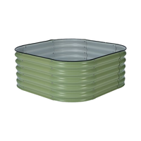 Jardinière surélevée/pot à fleurs modulaire en métal ondulé de luxe 4N1-17, 17'' de hauteur, galvanisée, à usage domestique, motif carré