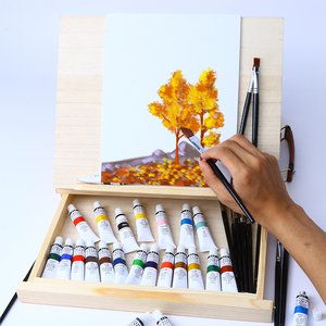 Ensemble de 38 pièces de peinture acrylique avec boîte en bois et <span class=keywords><strong>chevalet</strong></span> pour enfants Ensemble de <span class=keywords><strong>dessin</strong></span> du fournisseur d'art pour jeunes artistes - Product Image 2