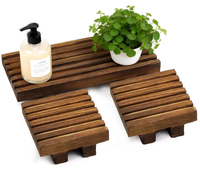 Meilleures ventes : Ensemble de 3 supports de drainage en bois à séchage rapide, présentoir en bois à lattes, plateau surélevé pour pot de plantes