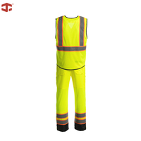 Combinaison de travail industrielle haute visibilité JIADE pour homme, 2 pièces, gilet de sécurité réfléchissant et pantalon de travail avec poches à outils pour la conformité sur site