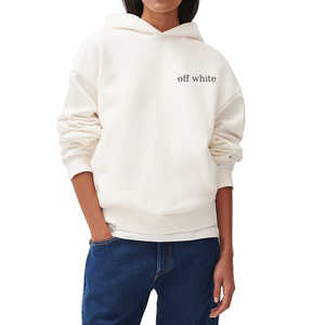 50% personalizzato cotone riciclato 50% cotone organico felpe da donna peso massimo oversize felpa con cappuccio bianco di alta qualità - Product Image 1