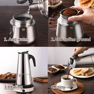 Stainless Steel Italian Stovetop Espresso Latte Coffee <b>Maker</b> Moka Percolator Pot - Product Image 2