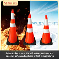 Cône de signalisation routière en PVC à base de caoutchouc, orange vif, haute visibilité, résistant à la pression, anti-UV, indice IP65, empilable