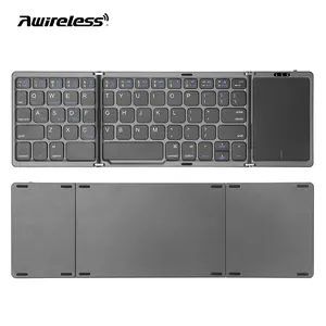 AWireless White Layout Promotion Laptop Mini Tri Folding Foldable Bluetooth Keyboard For Smartphone