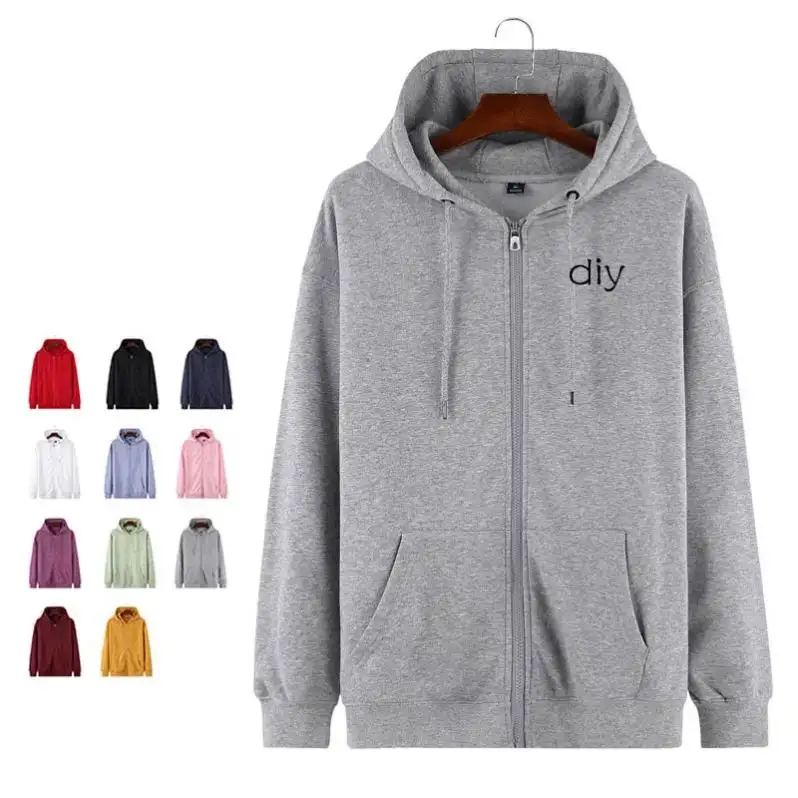 High Quality Thick Plain 100% polyester sublimation blank hoodie USA size Custom Design Logo zipper hoodie for men