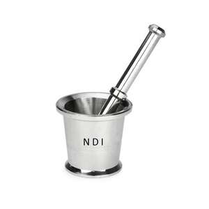 Hot Sale Mortar Pestle Nickle Plated Finishing Aluminium Standard Quality <b>Spices</b> Crushed For Kitchenware Usage Mortar Pestle <b>Set</b> - Product Image 2