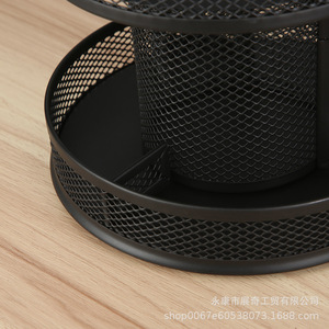 <b>Rotating</b> Pen Holder Metal Mesh Round Office Storage Organizer Multifunctional <b>Desk</b> Supply Container - Product Image 4