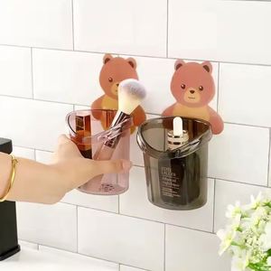 Hot Sale Cute Cartoon Animal Toothbrush & Mouthwash Cup <b>Set</b> Wall-Mounted Punch-Free <b>Bathroom</b> <b>Accessory</b> - Product Image 2