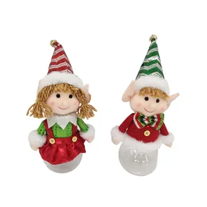 Elfe de noël garçon et fille bonbons cadeau porte-bouteille décor de noël pour la maison cadeaux de promotion de noël bouteille pot de bonbons