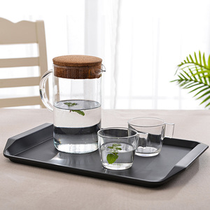 Plateau carré antidérapant en plastique ABS enduit PU, double épée, marron noir B7 05, pour service de café et de thé en hôtel - Product Image 3