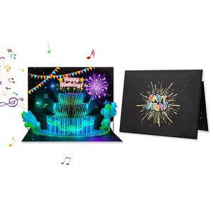 Carte de vœux musicale pop-up <span class=keywords><strong>d</strong></span>'anniversaire avec lumière LED, carte 3D qui joue la <span class=keywords><strong>chanson</strong></span> Joyeux Anniversaire, cadeau idéal pour les amis avec enveloppe - Product Image 5