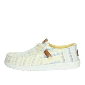 Hey Dude Mocassins décontractés en toile à carreaux blancs et jaunes pour hommes - Product Image 1