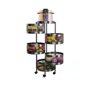 Estante de almacenamiento de cocina para ahorrar espacio único Diseño giratorio de malla metálica Carro de almacenamiento de productos para organización de cocina - Product Image 6