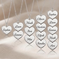 Collar con Nombre de Familia Personalizado, Colgante de Corazón Apilado con Nombres Grabados, Collar para Mamá, Regalo para el Día de la Madre, Joyería