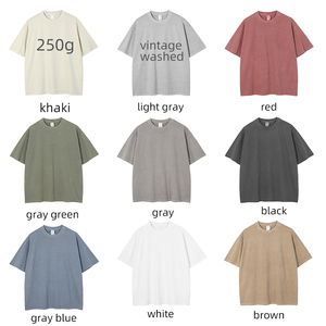 Heavyweight Men <b>Hip</b> Hop Acid Washed Knitted 100% Cotton Blank Custom Oversized Vintage T-Shirts - Product Image 2