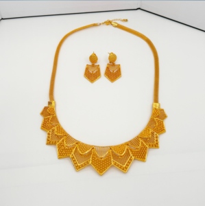 Juego de Joyería Nupcial Africana de Lujo en Oferta, con Diseño Geométrico, Chapado en Oro, para Bodas al por Mayor en Dubái y el Medio Oriente - Product Image 6