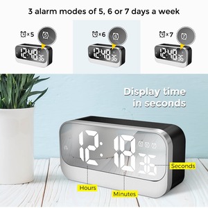 Digital <b>LED</b> Alarm <b>Clock</b> Large Display Desk <b>Clock</b> With Backlight Snooze Timer for Bedroom Office - Product Image 2