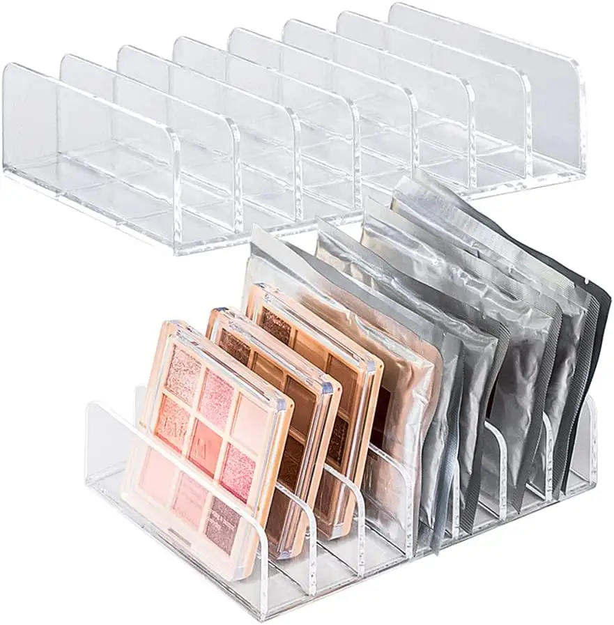 Eyeshadow Palette Makeup Organizer Divided Acrylic Makeup Cosmetic Storage Holder Display Stand Rack for Bathroom