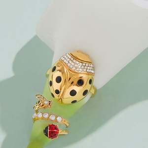 Bague <span class=keywords><strong>vintage</strong></span> en pierres précieuses, zircon, <span class=keywords><strong>coccinelle</strong></span>, plaqué or PVD, bijoux étanches en acier inoxydable, <span class=keywords><strong>accessoires</strong></span> Y1479 - Product Image 4
