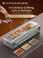 Machine à griller les kebabs au gaz automatique professionnelle PXB120-2-22 avec chauffage zoné, barbecue industriel en acier inoxydable sans fumée