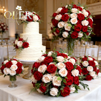 Centres de table en soie rouge OLER Red Lily Premium, enroulables, pour fêtes et célébrations, décoration de mariage