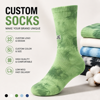 Chaussettes de sport décontractées respirantes en pur coton, motif tie-dye, design color block, confortables, pour le ski, la course et le basketball