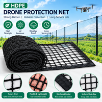 Filet de protection ignifuge sans nœuds avec bordure en corde renforcée pour application de barrière anti-drone