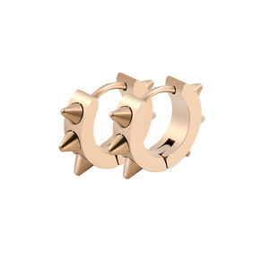 Pendientes de tuerca yunnique con forma de púa de acero de titanio, oro rosa, para hombre, estilo punk, hip hop, a la moda, geométricos, triangulares - Product Image 5