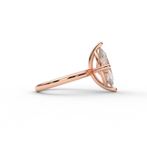 Classic Marquise Shape Lab Grown <b>Diamond</b> <b>Ring</b> Plain Band 18kt Rose Gold - Product Image 4