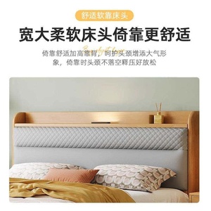 <span class=keywords><strong>Cama</strong></span> Nórdica Minimalista de Madera Maciza con Luz de Lectura LED, Respaldo Acolchado Suave y Cómodo, Muebles de Dormitorio de Lujo de Madera, Tamaño Queen - Product Image 6