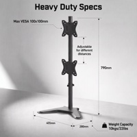 Support de bureau pour deux moniteurs avec capacité de charge de 10 kg, rotation à 360° et réglage complet de l'inclinaison, pour écrans de 10 à 32 pouces