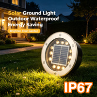 Lampe LED solaire rechargeable IP67 en aluminium, circulaire, encastrée, pour pelouse, extérieur, sol, route, avec capteur de lumière