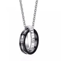 Junxin — bague en acier inoxydable, pour femmes, ensemble cadeau de Couple, en or Rose, noir, collier pour amoureux