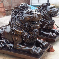 Vente en gros de lion Sculpture en bronze Statues de lion en laiton Lion assis Tête de jardin en bronze