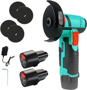12V draadloze haakse slijper, accu-aangedreven haakse slijper 19500 RPM max. snelheid met 2 accu's & lader, 4-delige accessoireset - Product Image 1