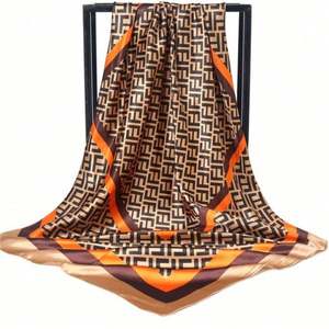 Grand foulard carré en satin, sensation soie, pour le cou et les cheveux, léger, pour femme - Product Image 5