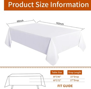Wedding Decor White Rectangle Linen Textured Tablecloth Dinnerware Waterproof Stain Resistant Printed Pattern <b>Table</b> <b>Cover</b> - Product Image 5