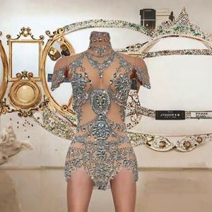 Traje de baile de malla de diamante de industria pesada, tubo de acero de gimnasia apretado, Latino para club nocturno, Bar, ropa de actuación - Product Image 3