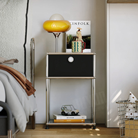 Armoire latérale étroite en acier inoxydable moderne pour la chambre à coucher Table de chevet modulaire de stockage simple pour le salon