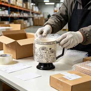 Vintage Rose Pattern Ceramic <b>Mug</b> <b>Large</b> Capacity Drinking Cup with Footed Base for Home Office Gift - Product Image 6