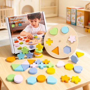 Tablero de Clasificación Geométrica Montessori, Tablero Giratorio de Madera Ecológico para Combinar Formas y Colores, Juguete de Bloques Coloridos para Niños de 2 a 4 Años - Product Image 2