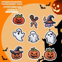 Patch de citrouille d'Halloween brodé par ordinateur pour accessoires de vêtements sélectionnés Hot Melt Cross-Border Sewing-Free Fabric DIY